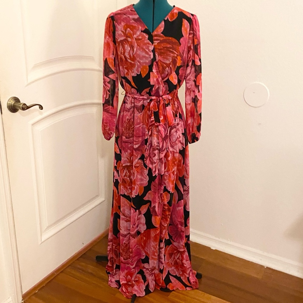 Maxi Floral Print Wrap Dress